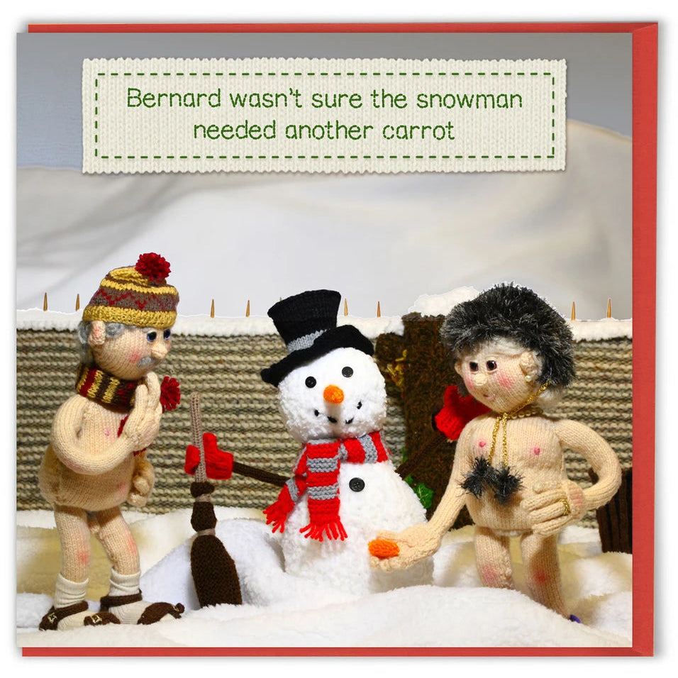 Christmas Card - Bernard wasn't sure the snowman needed another carrot.