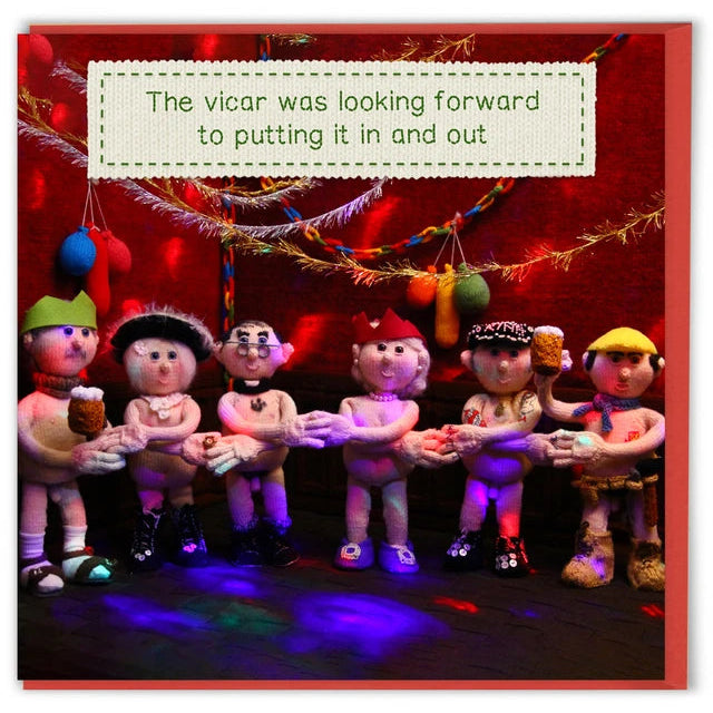 Christmas Card - The vicar was looking forward to putting it in and out.