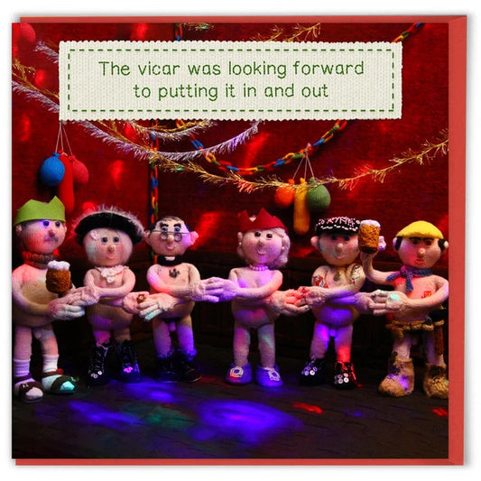 Christmas Card - The vicar was looking forward to putting it in and out.